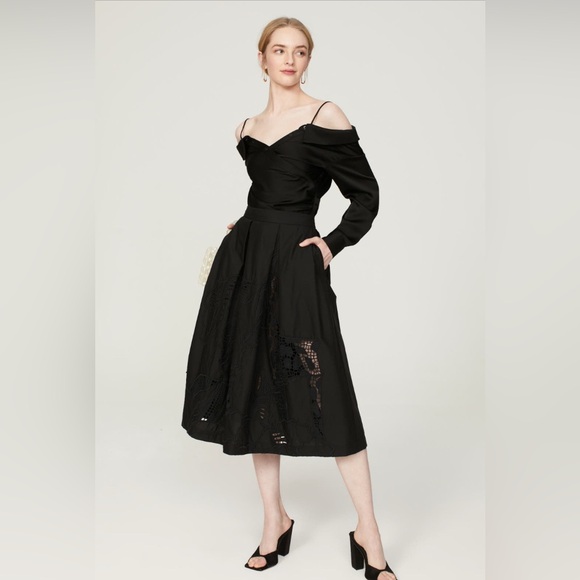Stella Jean Black Lace Midi Skirt - Picture 1 of 6